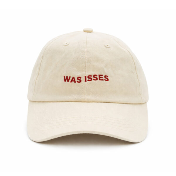 Cream Egotrips Dad Cap Was Isses with front embroidery.