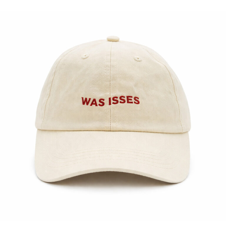 Cream Egotrips Dad Cap Was Isses with front embroidery.
